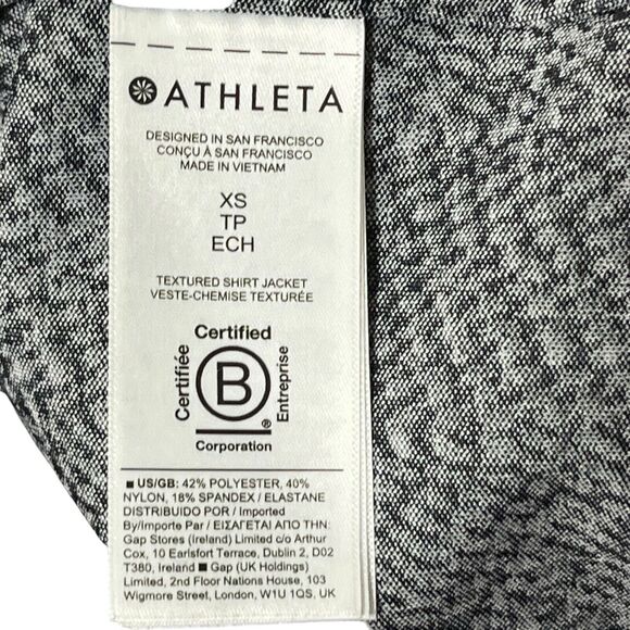 Athleta Braiden Shirt Jacket Textured Black White Women’s Size XS Oversized Laye - Picture 9 of 13
